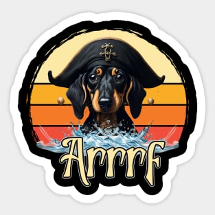 Cute Dachshund Pirate - Funny 'Arrrf' Pirate Doggo Sticker